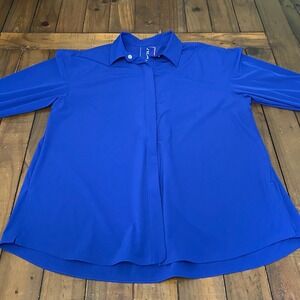Nike 24.7 Dri-FIT Women Blue Long Sleeve Hidden Button Up Shirt Small